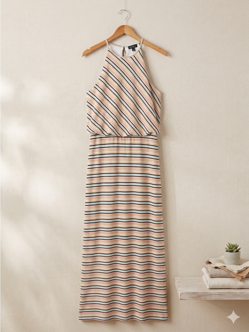 The Limited Pastel Striped Halter Maxi Dress